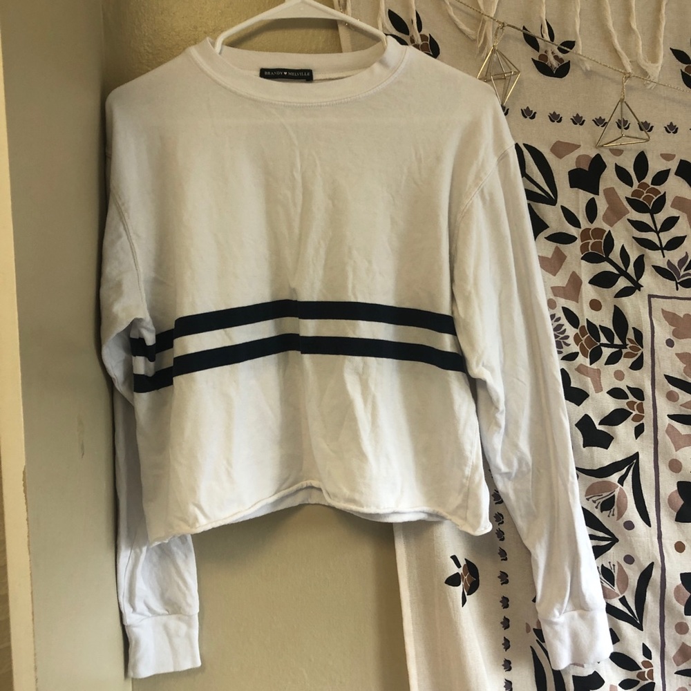 Brandy Melville white long sleeve striped top